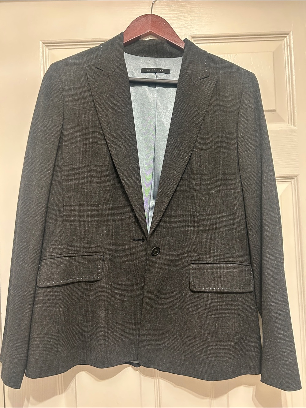 Elie Tahari Charcoal Gray Women's Single-Button Blazer